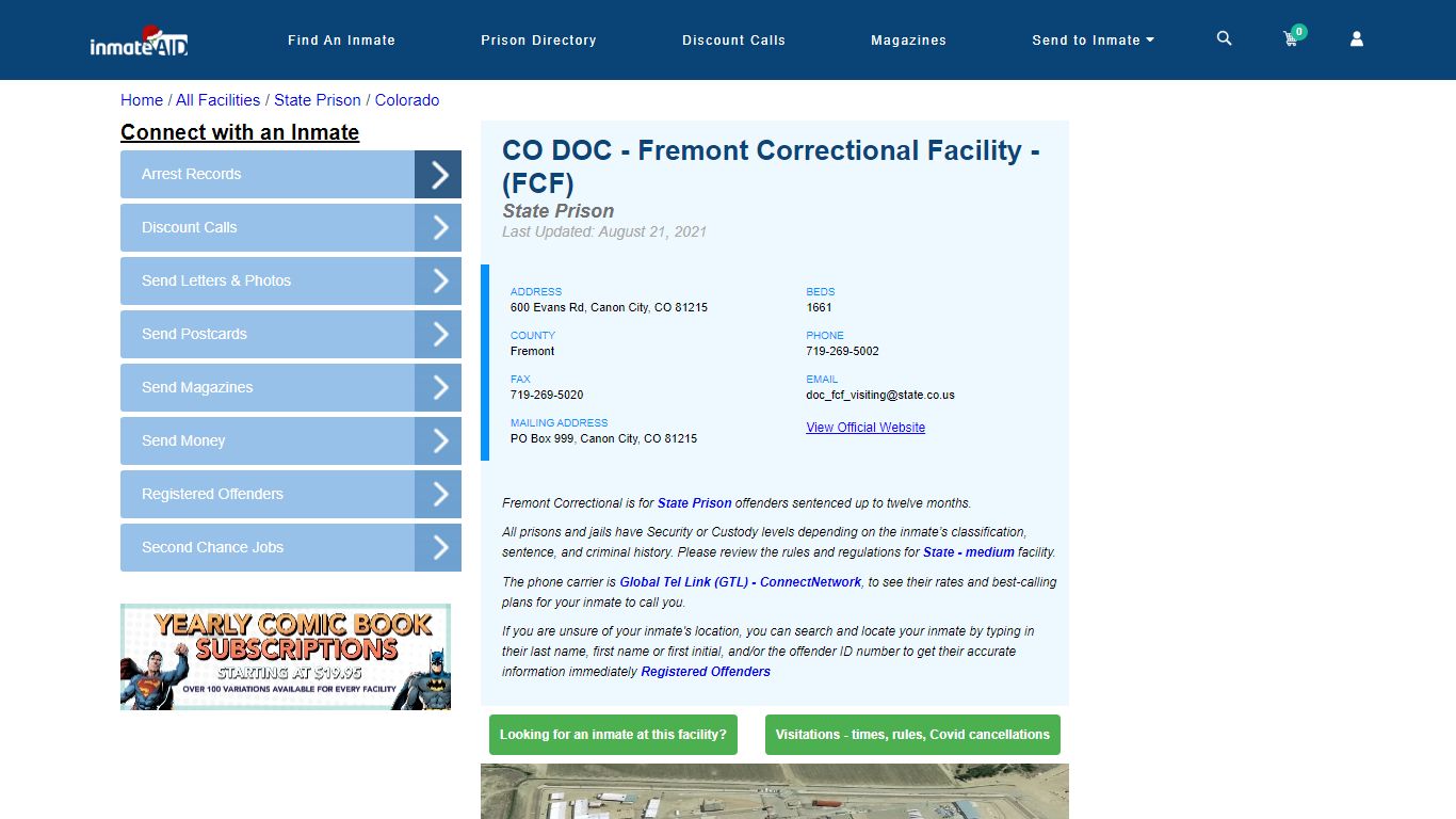 CO DOC - Fremont Correctional Facility - (FCF) & Inmate Search ...